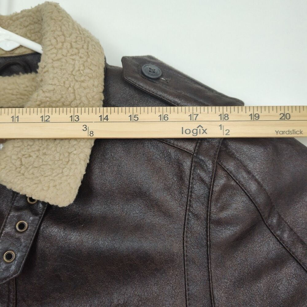 Levi's faux leather men's full-zip bomber jacket, medium, brown, faux fur trim - Picture 4 of 10
